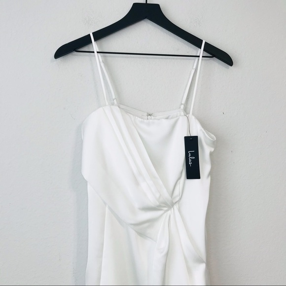 New! Lulus Romantic Allure White Satin Wedding Bridal Mini Dress - Picture 5 of 11